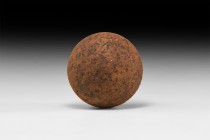 Civil War Iron Cannonball
Mid 17th century AD. A spherical iron shot for a minion or saker (small-bore cannon"). 1.8 kg, 75mm (3"). Property of an Es...