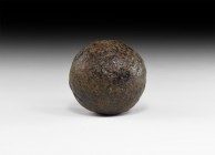 Large Civil War Iron Cannonball
Mid 17th century AD. A spherical iron shot for a demi-culverine. 3.7 kg, 10cm (4"). Property of an Essex gentleman si...