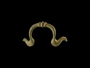 Roman Helmet Handle
1st century BC-1st century AD. A bronze carrying handle with curved eagle-headed finials connected by a round-section shank with ...