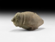Byzantine 'Greek Fire' Fire Bomb or Hand Grenade
9th-11th century AD. A hollow ceramic piriform missile with conical top and thick rim enclosing the ...