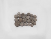 Civil War Impacted Musket and Pistol Shot Group
Early 17th century AD. A group of lead shot or 'musket balls' used by matchlock-type muskets and pist...