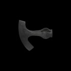 Viking Arc-Bladed Axehead
10th-12th century AD. An iron axehead with narrow T-shaped blade, curved edge, lozenge wings to the socket, hammer-head to ...