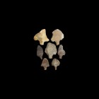 Palaeolithic Aterian Tanged Arrowhead and Scraper Group
85,000-40,000 years BP. A group of seven tanged arrowheads from Grotte des Pigeons in Taforal...