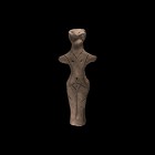 Vin?a Standing Female Idol
Neolithic, 6th-4th millennium BC. A ceramic figurine of a standing female with triangular headdress, stub arms extended la...
