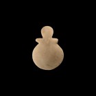 Stone Age Anatolian Violin Idol
2nd millennium BC. A flat-section alabaster idol with D-shaped body, lateral stub arms and discoid head. 130 grams, 1...