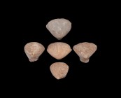 Stone Age Stargazer Head Collection
3rd millennium BC. A mixed group of marble Chalcolithic 'stargazer' idol heads. See von Bothmer, D. Glories of th...