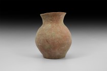 Bronze Age Vase with Flared Neck
16th-14th century BC. A good size bulbous ceramic urn with tall flared neck. 1 kg, 19cm (7 1/2"). English private co...