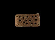 Viking Interlaced Mount
10th-11th century AD. A rectangular bronze belt or strap plate with openwork interlace design to the slightly curved face. 18...