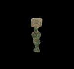 Anglo-Saxon Tinned Square-Headed Brooch
5th century AD. A tinned bronze square headed brooch with quadrangular headplate decorated with central doubl...