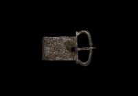 Viking Buckle with Odin Riding
10th-12th century AD. A bronze buckle comprising a D-shaped loop and rectangular plaque with stylised horse and rider ...