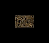 Saxon Griffin Mount
7th-8th century AD. A Saxon or Avar bronze belt mount of rectangular form with openwork design of an advancing griffin. Cf. Mengh...