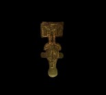 Anglo-Saxon Chip Carved Square-Headed Brooch
6th-7th century AD. A substantial gilt bronze great square-headed brooch with rectangular head plate dec...