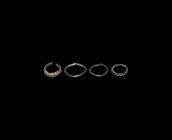 Viking Silver Ring Collection
10th-12th century AD. A mixed group of silver finger rings comprising: one of twisted rod construction with flattened f...
