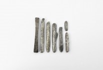 Viking Silver Bar Ingot Collection
10th-12th century AD. A group of seven silver ingots, mainly D-section with rounded ends. See Hårdh, B. Silver in ...