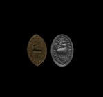 Medieval Thomas of Ely Seal Matrix
13th-14th century AD. A bronze vesica seal matrix with bar and loop to the reverse, the seal design comprising an ...