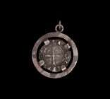 Crusader Bohemond III of Antioch Coin Pendant
1148-1201 AD. An Antioch mint denier of Bohemond III, the Stammerer, mounted in a later annular silver ...