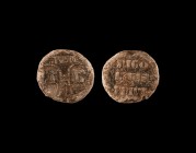 Medieval Pope Nicholas IV Lead Papal Bulla Seal
1288-1292 AD. A lead alloy papal bulla of Pope Nicholas IV with two bearded faces to the obverse, 'SP...