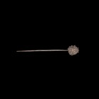 Medieval Silver Hair Pin
14th-15th century AD. A silver pin comprising tapering shank, hollow-formed sheet silver sphere with applied granulation. 15...