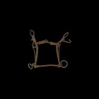 Medieval Horse Bit
13th-15th century AD. An iron snaffle bit with openwork arms, loops and hooks to each end of the arm to accept a chain and reins. ...