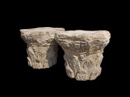 Roman Style Corinthian Column Pair
20th century AD. A matched pair of hollow-formed composition stone Corinthian type column heads, each with dense f...