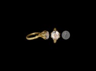Post Medieval Gold Ring with Dove Intaglio
18th-19th century AD. A gold ring in Byzantine style comprising a D-section hoop with serpent-head shoulde...