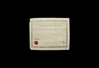 Holy Relic Bone of Saint Maurice Certificate of Authenticity
Dated 1847 AD. An authenticity certificate for a bone of St. Maurice & associates (Roman...