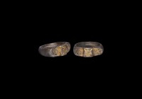 Roman Gilt Silver Ring with 'IC XC' Inscription
4th century AD. A silver-gilt finger ring with D-section hoop, square shoulders with 'IC XC' inscript...