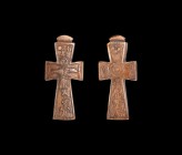 Post Medieval Bone Cross Pendant
18th-19th century AD. A large bone cruciform pendant with high-relief Corpus Christi, robed and wearing a belt, two ...