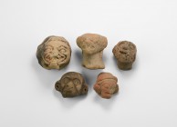 Pre-Columbian Terracotta Head Group
Mainly 1st millennium AD. A mixed group of hollow-formed terracotta figurine heads, some with old collectors' lab...