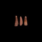 Natural History - Pterosaur Fossil Tooth Group
Cretaceous Period, 100 million years BP. A group of three pterosaur Siroccopteryx moroccensis teeth; f...