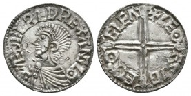 Anglo-Saxon Coins - Aethelred II - Gloucester / Leofsige - Long Cross Penny
997-1003 AD. BMC type iva. Obv: profile bust left with +ÆÐELRÆD REX ANGLO...