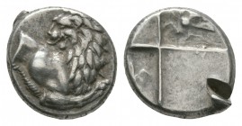 Ancient Greek Coins - Thrace - Cherronesos - Lion Hemidrachm
400-350 BC. Obv: forepart of lion right. Rev: quadripartite incuse square with fly/bee a...
