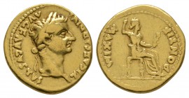 Ancient Roman Imperial Coins - Tiberius - Gold Livia(?) Aureus
After 16 AD. Lugdunum mint. Obv: TI CAESAR DIVI AVG F AVGVSTVS legend with laureate bu...