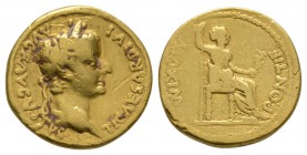 Ancient Roman Imperial Coins - Tiberius - Gold Livia (?) Aureus
After 16 AD. Lugdunum mint. Obv: TI CAESAR DIVI AVG F AVGVSTVS legend with laureate b...