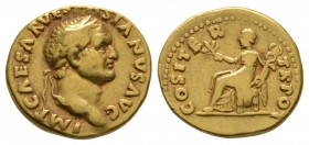 Ancient Roman Imperial Coins - Vespasian - Gold Pax Aureus
70 AD. Tarraco (?) mint. Obv: IMP CAESAR VESPASIANVS AVG legend with laureate bust right. ...