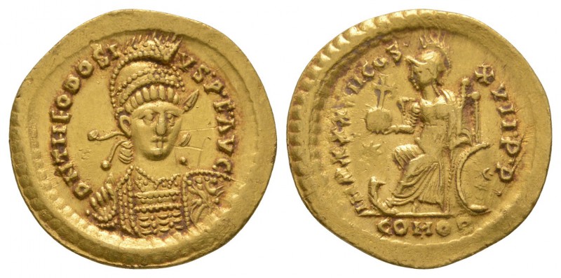 Ancient Roman Imperial Coins - Theodosius II - Gold Constantinopolis Solidus
44...