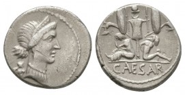 Ancient Roman Imperial Coins - Julius Caesar - Gallic Arms Denarius
46-45 BC. Spanish mint. Obv: diademed head of Venus right with small Cupid at sho...