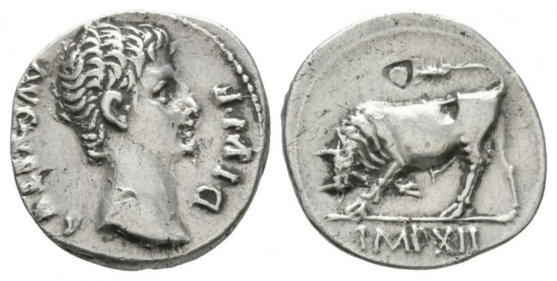 Ancient Roman Imperial Coins - Augustus - Butting Bull Denarius
11-9 BC. Lugdun...