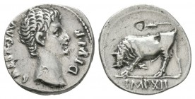 Ancient Roman Imperial Coins - Augustus - Butting Bull Denarius
11-9 BC. Lugdunum mint. Obv: AVGVSTVS DIVI F legend with bare head right. Rev: bull b...