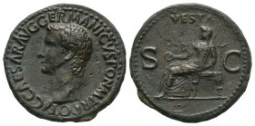 Ancient Roman Imperial Coins - Caligula - Vesta As
37-38 AD. Rome mint. Obv: C CAESAR AVG GERMANICVS PON M TR POT legend with bare head left. Rev: VE...