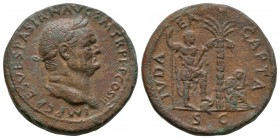 Ancient Roman Imperial Coins - Vespasian - Judea Capta Sestertius
71 AD. Rome mint. Obv: IMP CAES VESAPASIANVS P M TR P P P COS III legend with laure...