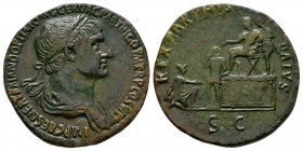 Ancient Roman Imperial Coins - Trajan - Parthamaspates Sestertius
116 AD. Rome mint. Obv: IMP CAES NER TRAIANO OPTIMO AVG GER DAC PARTHICO P M TR P C...