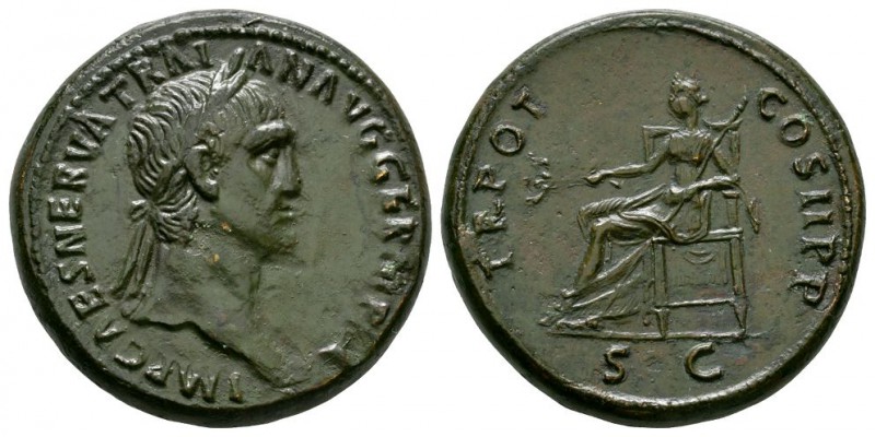Ancient Roman Imperial Coins - Trajan - Pax Sestertius
98-99 AD. Rome mint. Obv...