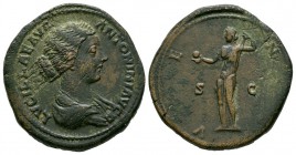 Ancient Roman Imperial Coins - Lucilla - Venus Sestertius
164-166 AD. Wife of Lucius Verus, Rome mint. Obv: LVCILLAE AVG ANTONINI AVG F legend with d...
