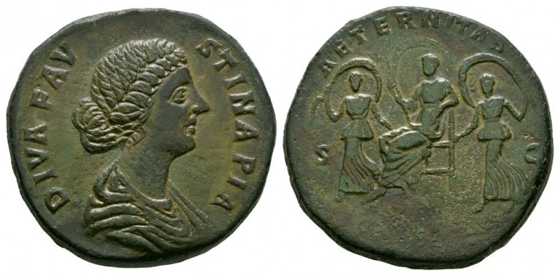 Ancient Roman Imperial Coins - Faustina II - Empress with Dancing Girls Sesterti...