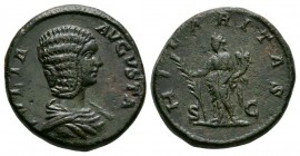 Ancient Roman Imperial Coins - Julia Domna - Hilaritas As
198 AD. Wife of Septimius Severus, Rome mint. Obv: IVLIA AVGVSTA legend with draped bust ri...