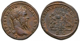 Ancient Roman Imperial Coins - Septimius Severus - Britain Victory Sestertius
211 AD. Rome mint. Obv: L SEPT SEVERVS PIVS AVG BRIT legend with laurea...