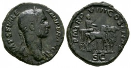 Ancient Roman Imperial Coins - Severus Alexander - Triumphal Quadriga Sestertius
229 AD. Rome mint. Obv: IMP SEV ALEXANDER AVG legend with laureate b...