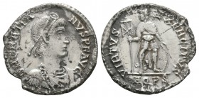 Ancient Roman Imperial Coins - Gratian - Emperor Standing Light Miliarensis
378-383 AD. Aquileia mint. Obv: D N GRATIANVS P F AVG legend with diademe...