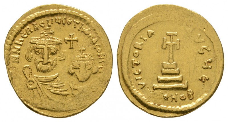 Ancient Byzantine Coins - Heraclius and Heraclius Constantine - Gold Cross-on-St...